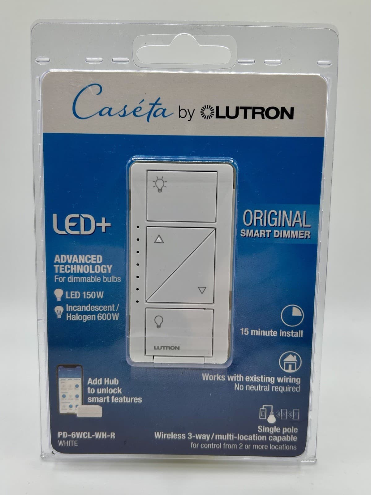 Lutron PD-6WCL-WH-R Lighting Dimmer Switch - White~ NEW/SEALED 3
