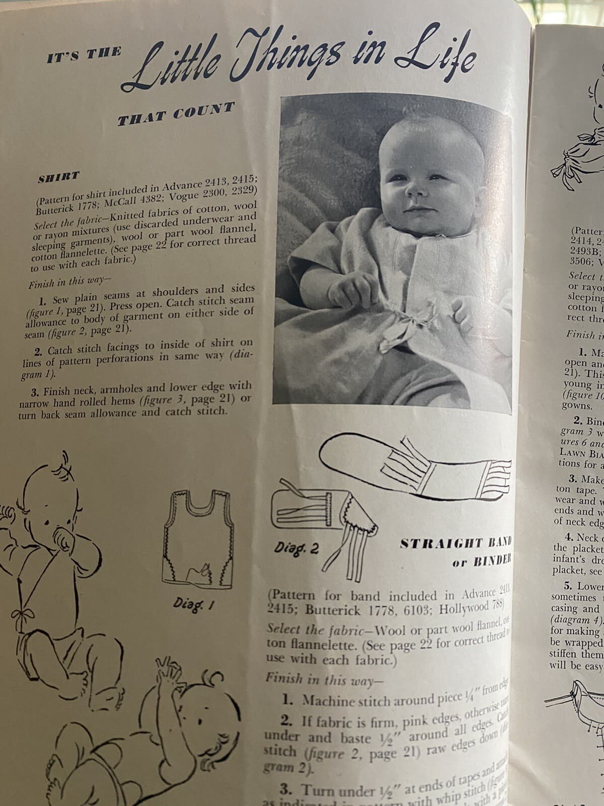 1943 Sewing for Babies Book No. S-12 Spool Cotton Co. Shirts Gowns Bibs Caps  6