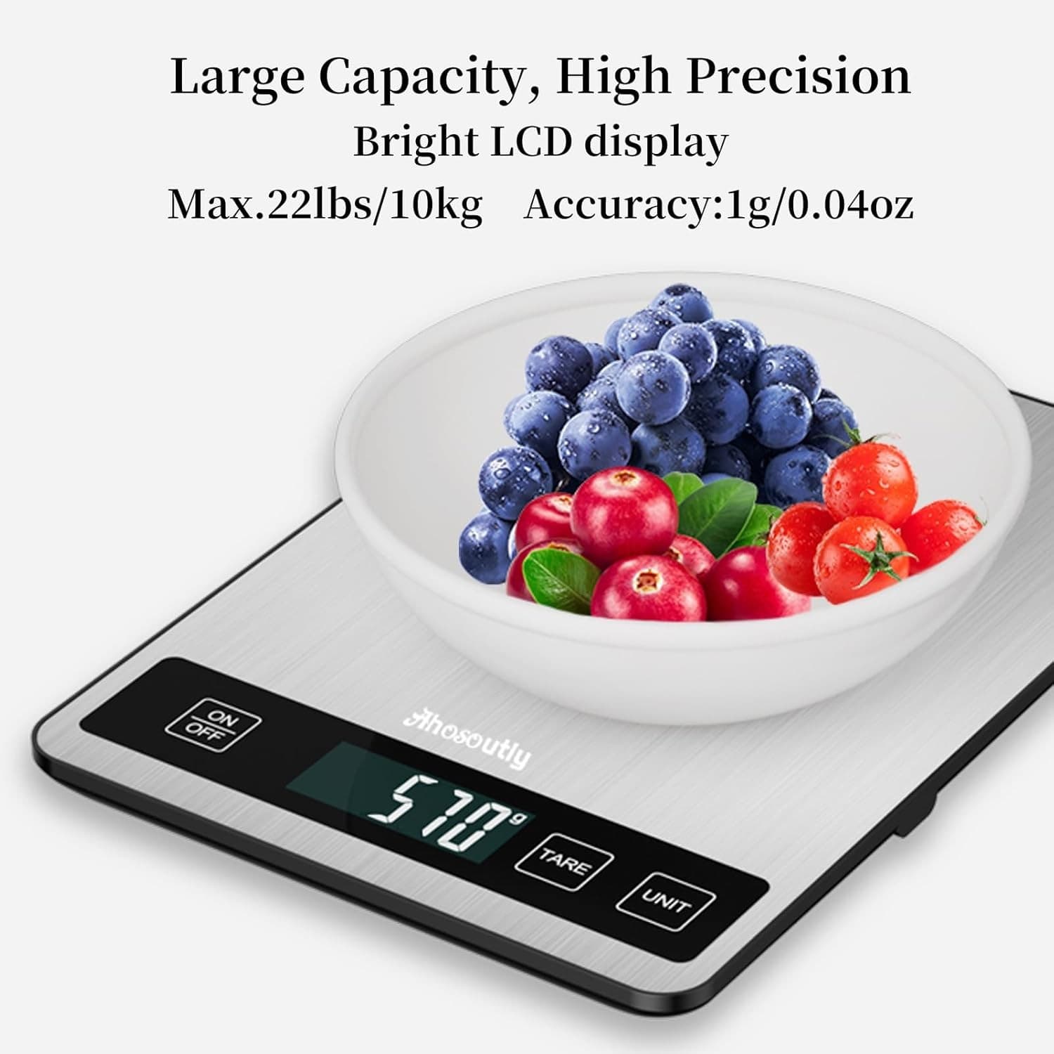 Food Scale 22Lb/10Kg Digital Kitchen Scale Weight Grams and Ounces with 0.1Oz/1G 4