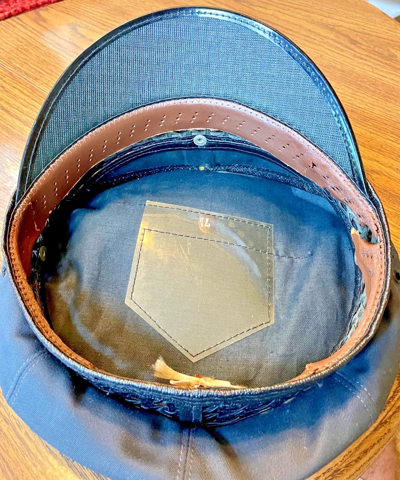 Vintage Fire Fighter Hat - Dress Blue 7 1/2, Nice condition, unique vented brim. 5