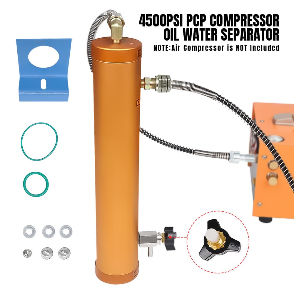 PCP Compressor Air Pump Filter Oil-Water Separator 4500psi 30Mpa Aluminum Alloy 2