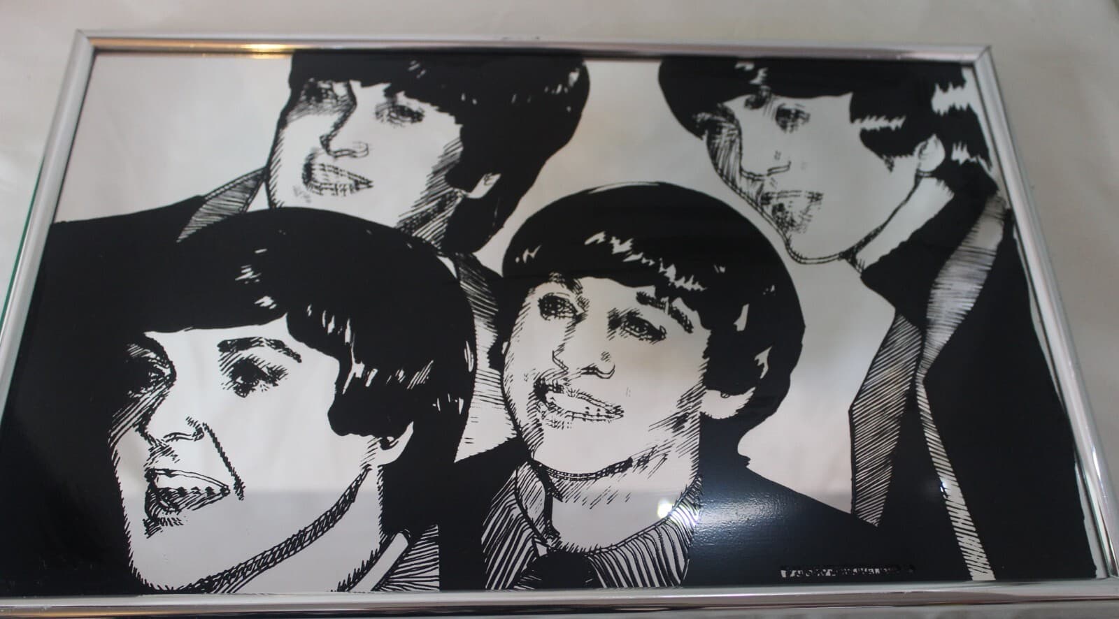 Vtg The Beatles Band Carnival Fair Mirror Glass 15x10" 1978 Richard March Rare 4