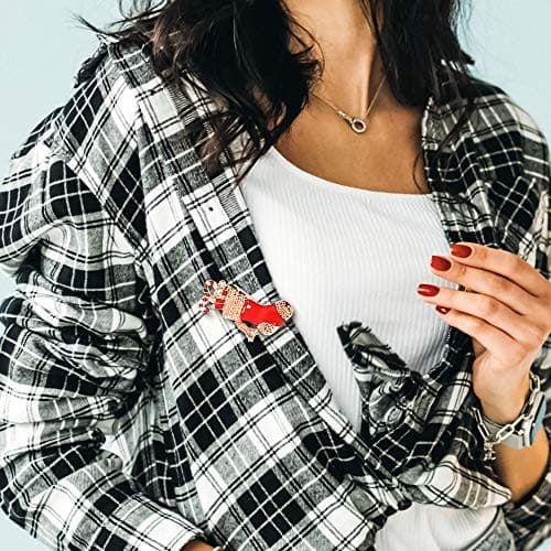  Christmas Stocking Holder+Christmas Elements Brooch Set of 6 Hanger Hook  5