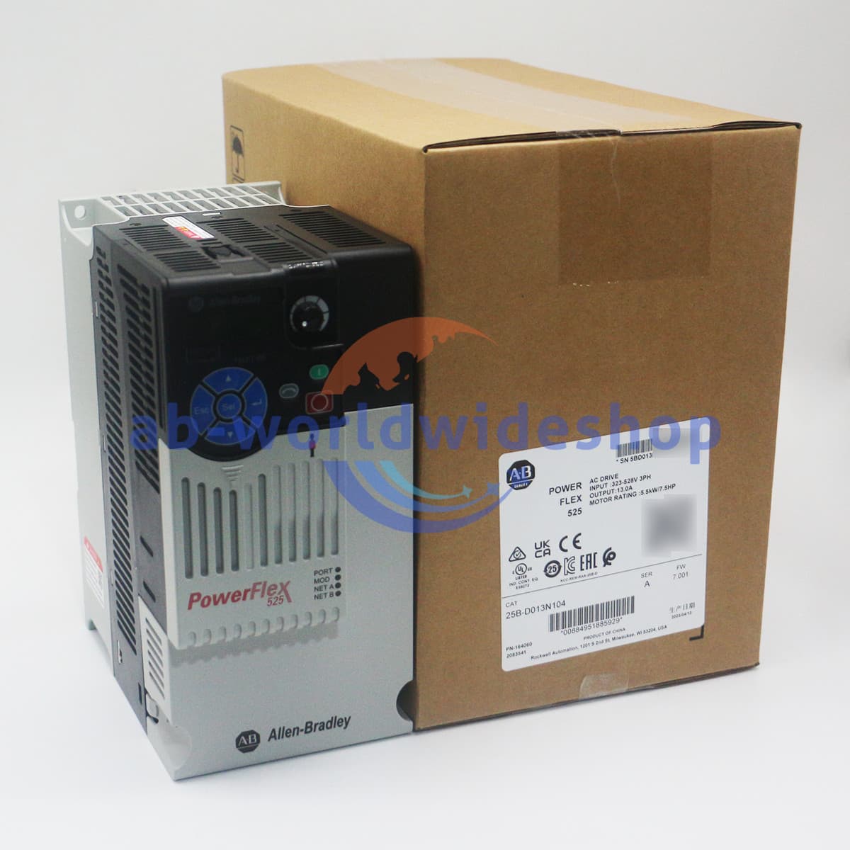 100% New Sealed 25B-D013N104 PowerFlex 525 AC Drive 5.5kW 7.5Hp 3 Phase