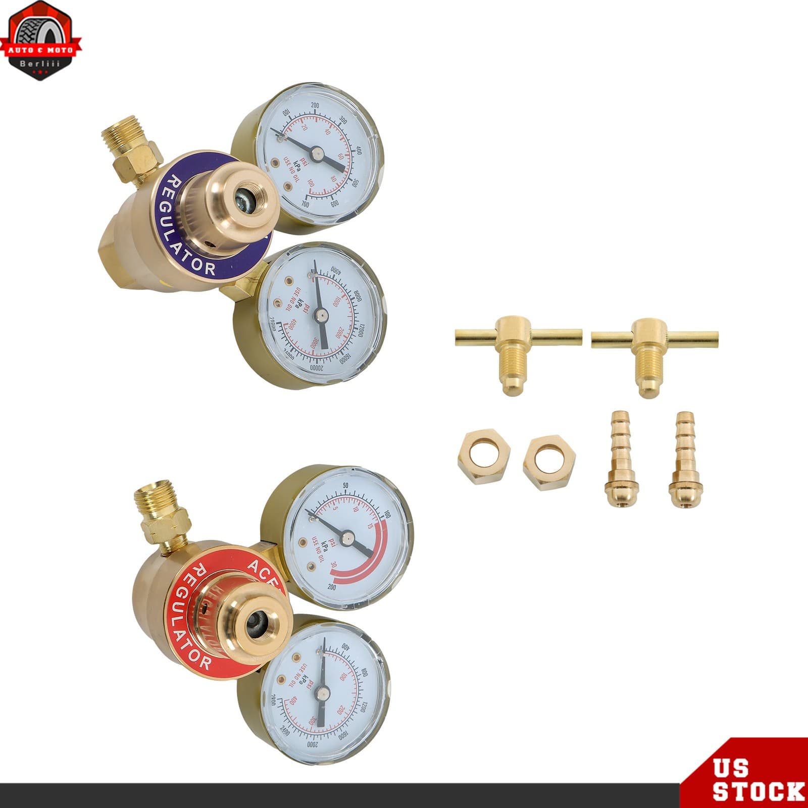 CGA540 CGA200 Oxygen Acetylene Gas Regulator Welding Cutting Torch Dual Gauge 3