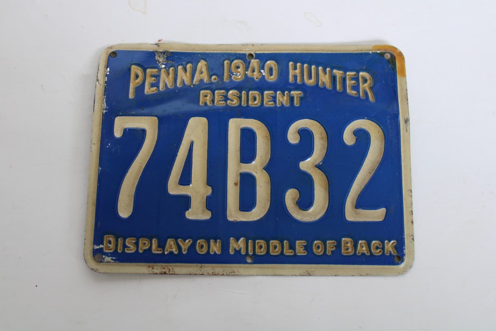 Vintage 1940 Pennsylvania Tin Hunting License