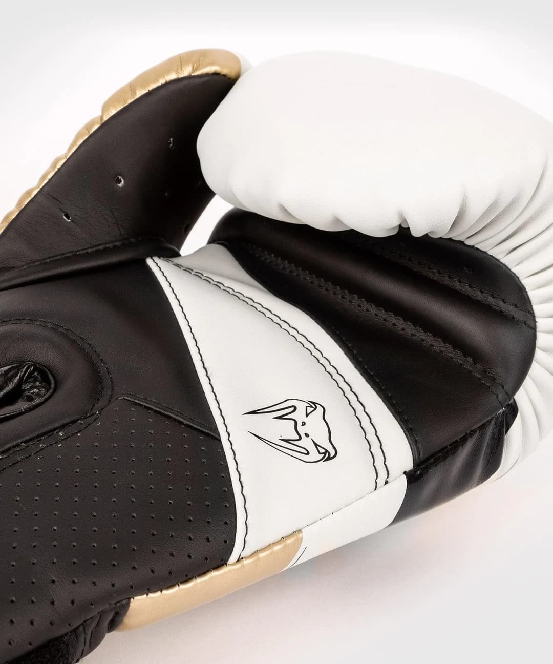 Venum Elite Evo Hook and Loop Boxing Gloves - White/Gold 4