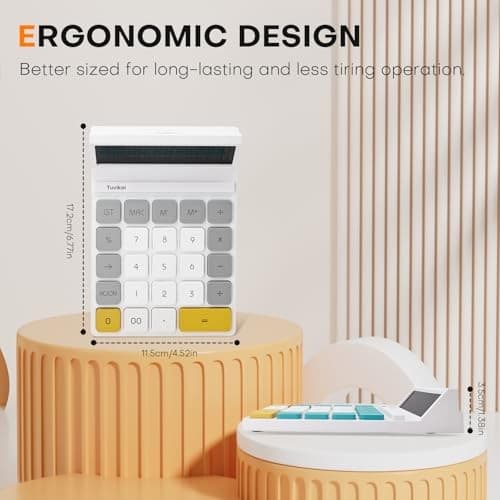 12-Digit LCD Desktop Calculator - Portable Handheld Basic Office Gray 5