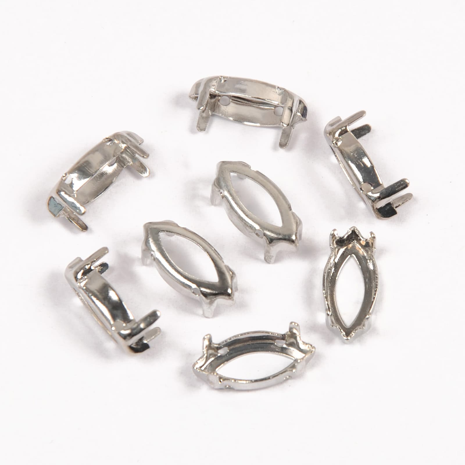 Navette Copper Studs Gold Silver Claw Settings Horse Eyes Sew On Rhinestones 