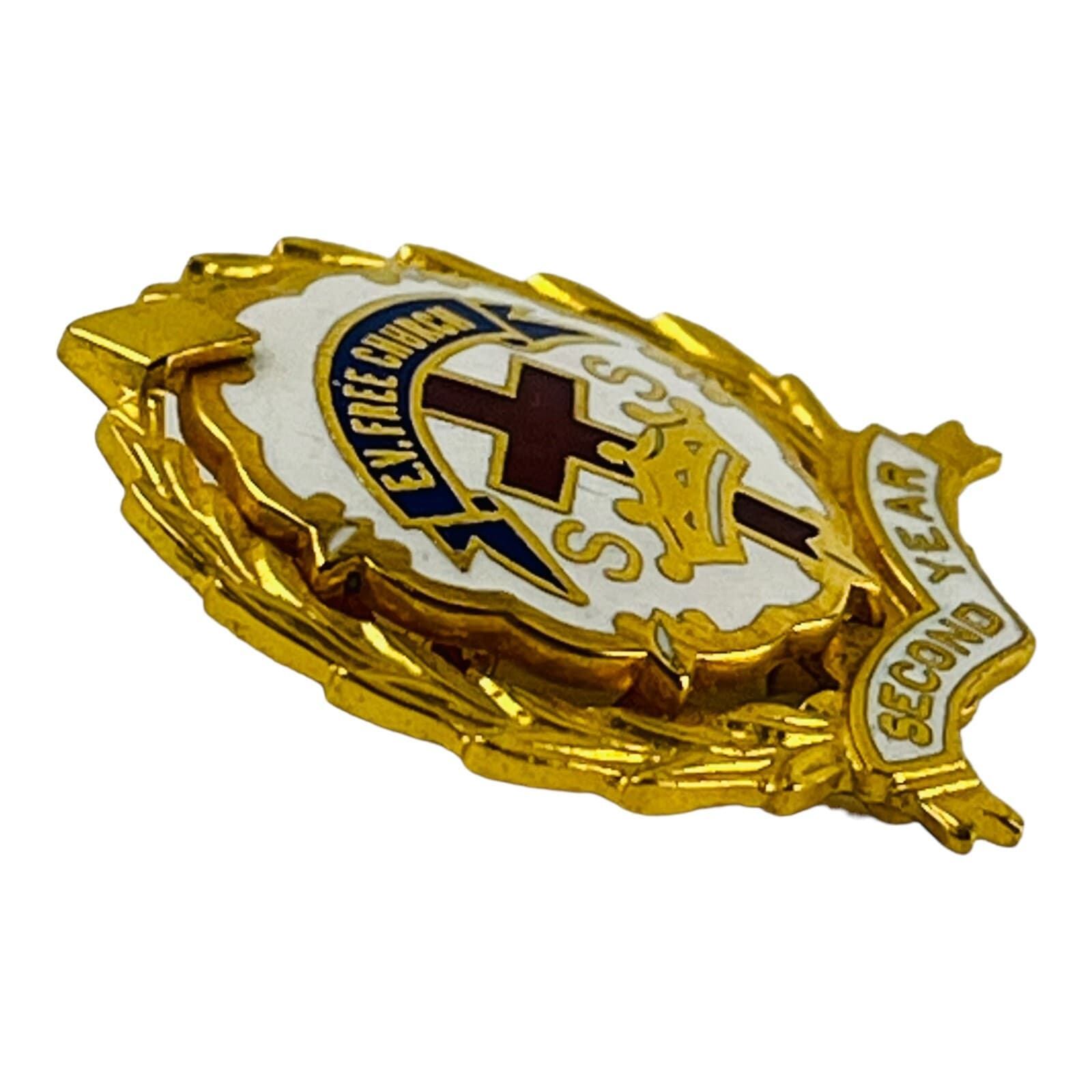 Vintage Evangelical Free Church Lapel Pin 10k Gold Plated Second Year Award 4