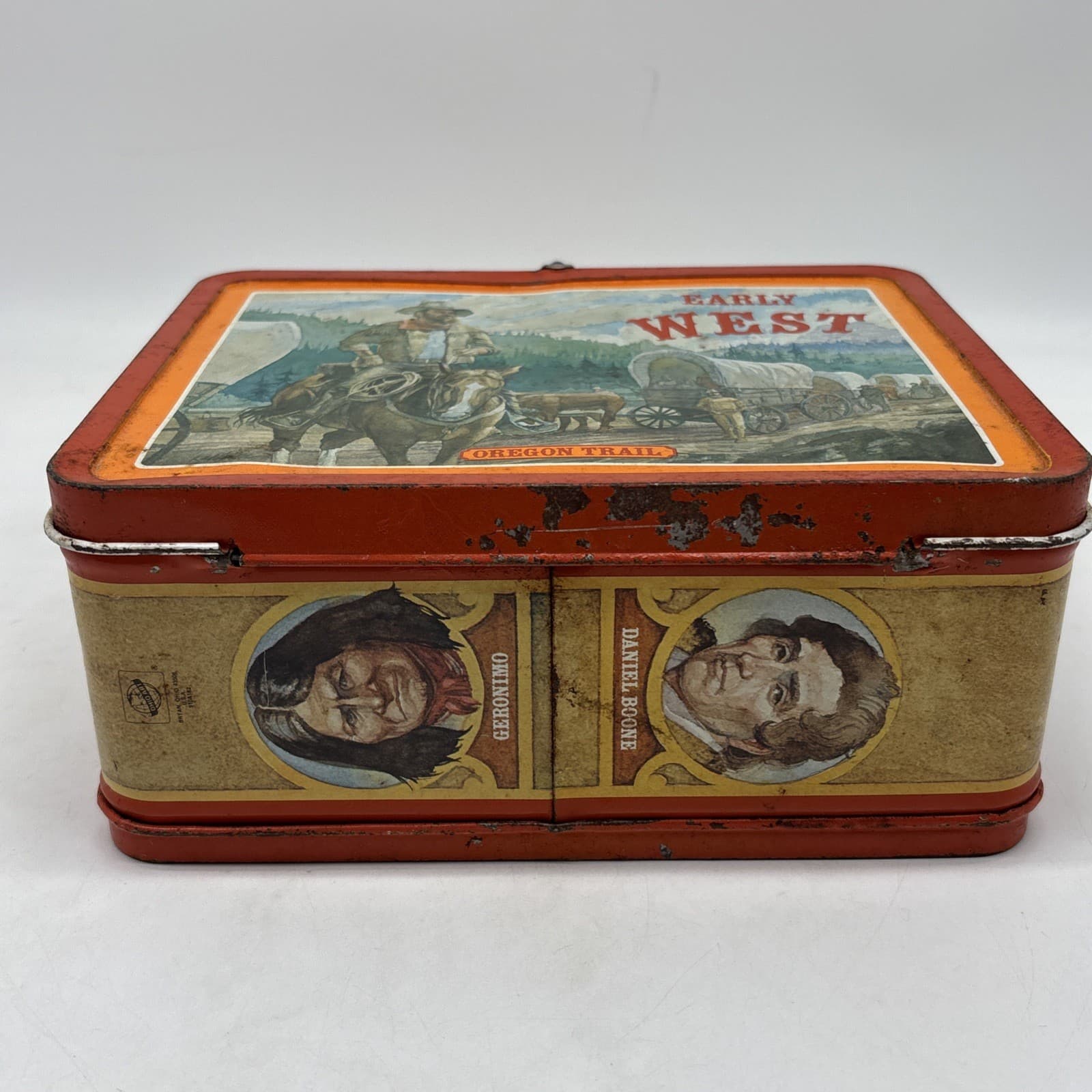 Vintage Early West Oregon Trail Lunchbox 1980s Buffalo Bill Sitting Bull Boone! 6