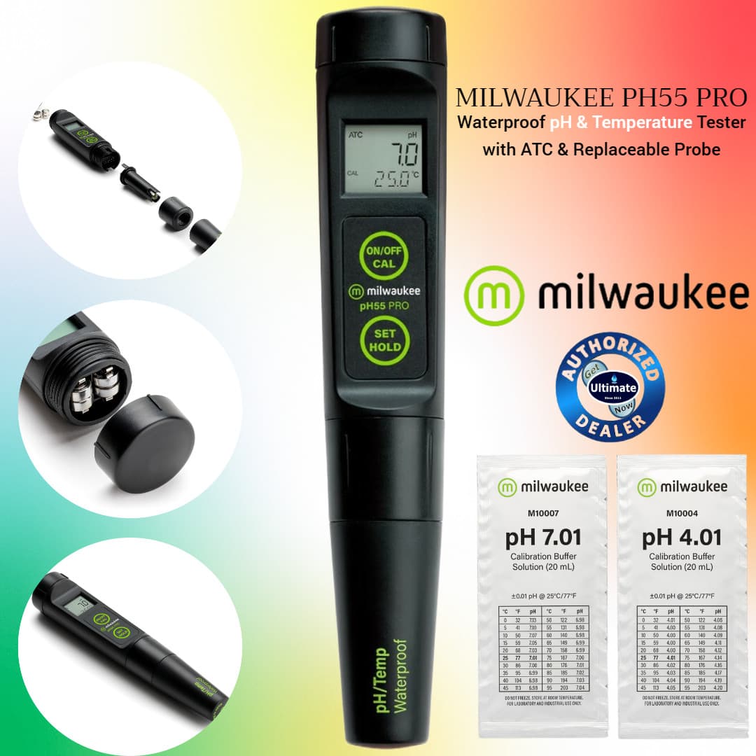 Milwaukee PH55 PRO Waterproof pH & Temperature Tester with ATC & Replaceable Pro 2