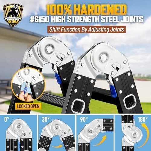 Ladder, Bryner 7 in 1 Multi-Purpose Ladder Aluminium Extension 12Ft Adjustable 5