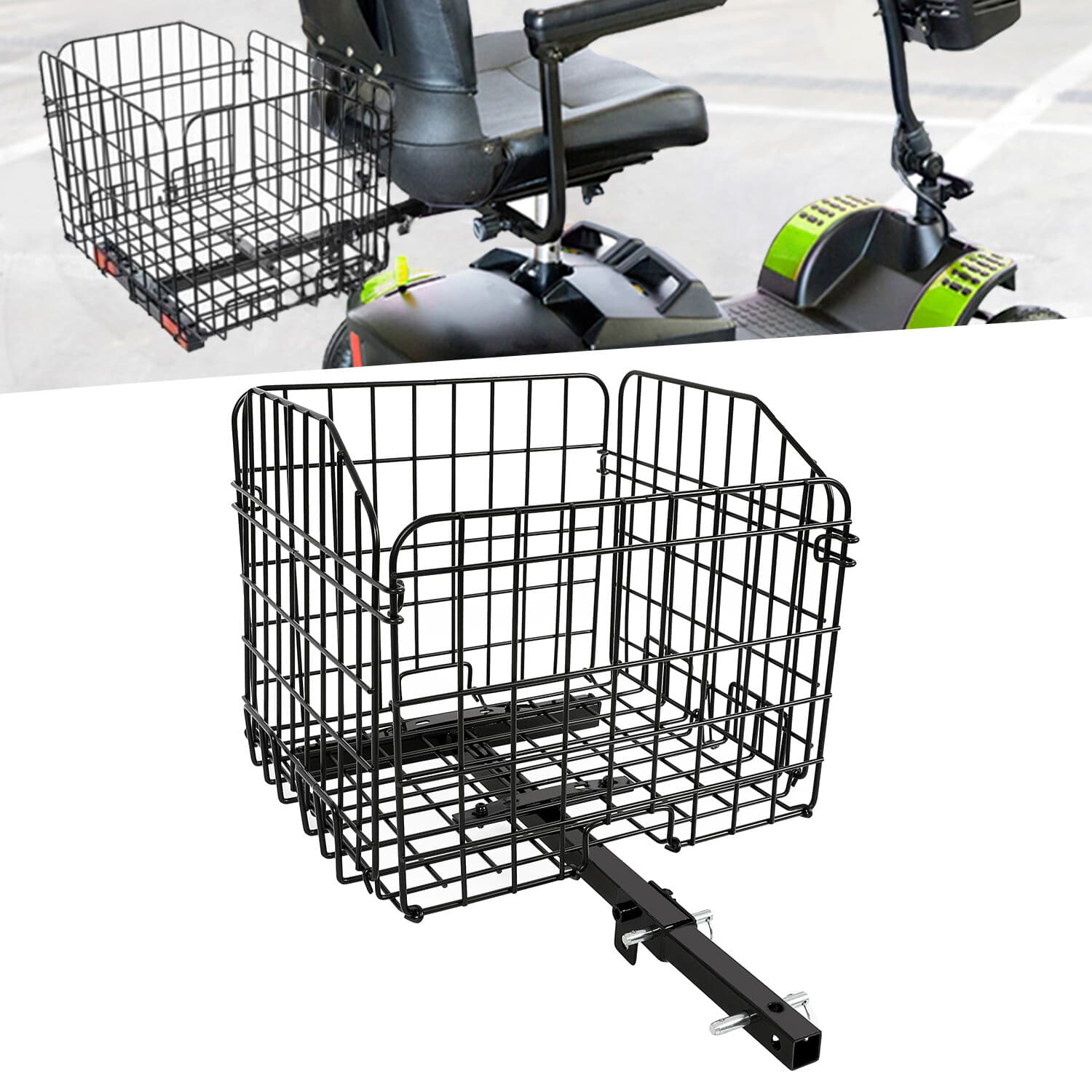 Folding Rear Basket For Most Mobility Scooters Power Chairs w/1" Hitch Receiver