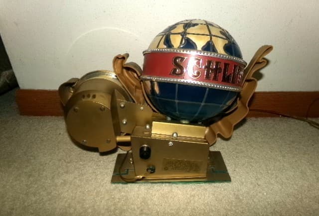 SCHLITZ lighted MOTION MOVING revolving lighted globe & clock sign 5