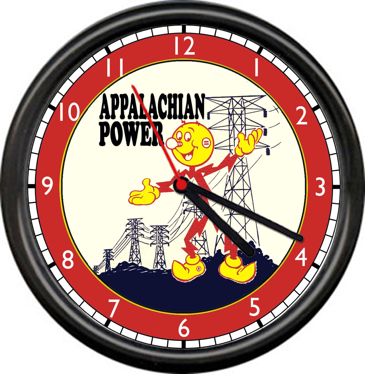 Reddy Kilowatt Appalachian Power West Virginia Electric Lineman Sign Wall Clock