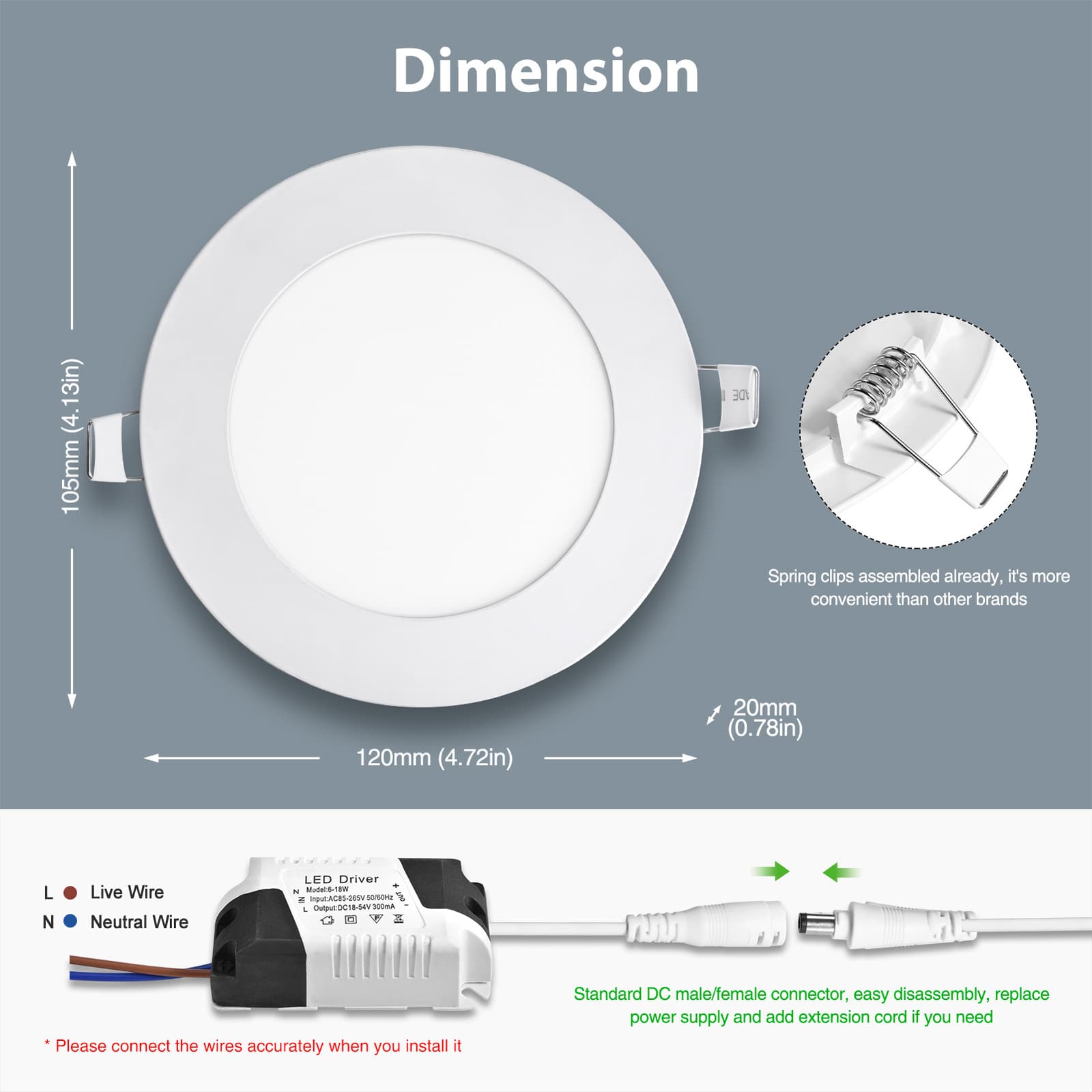4Inch LED Ceiling Lights Ultra-Thin Recessed Retrofits Kit 6000K Daylight 6W 3