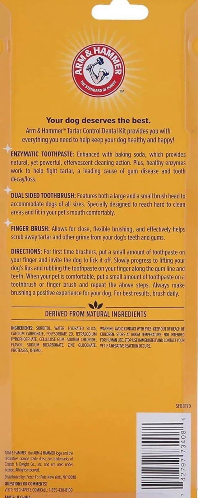 Arm & Hammer for Pets Dog Tartar Control Kit Toothpaste Toothbrush Mint NEW 6