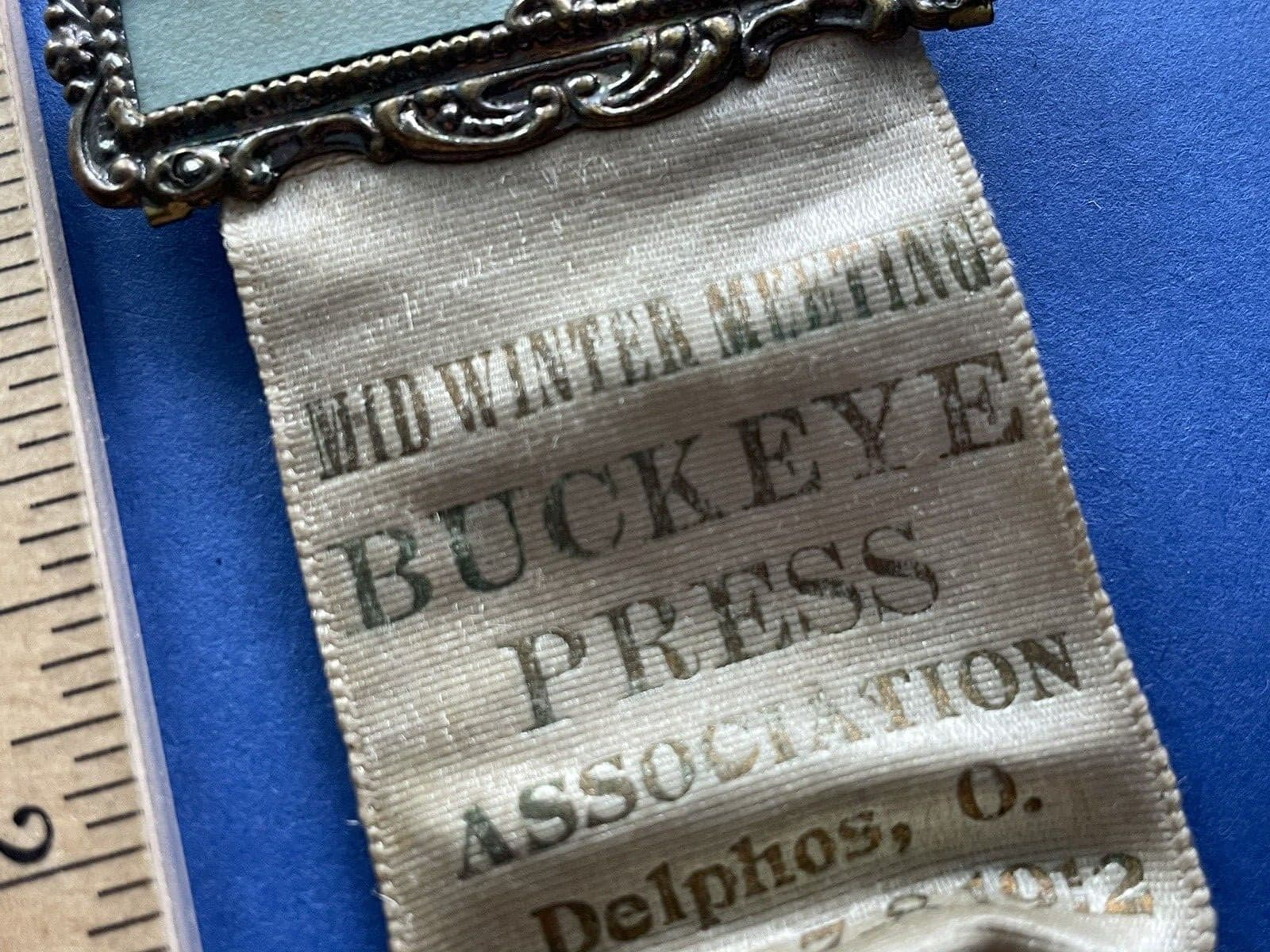 RARE 1912 Buckeye Press Association Member Medal Badge Medal Delphos, OHIO 2