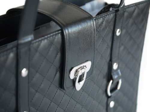 Texture Faux Leather File Organizer Tote -() Black 5