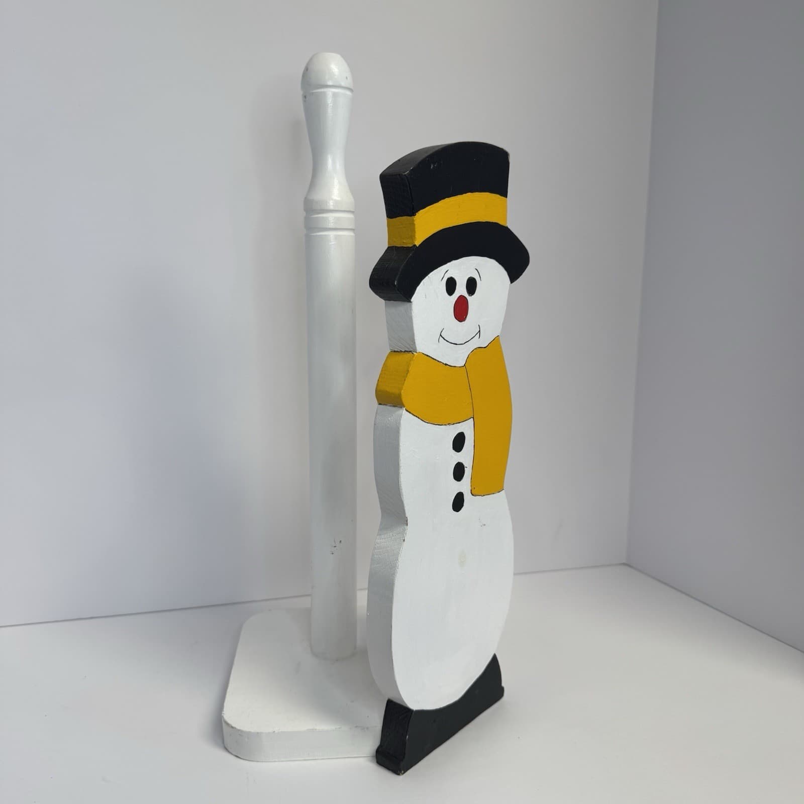 Snowman Paper Towel Holder Wooden Christmas Decor 3
