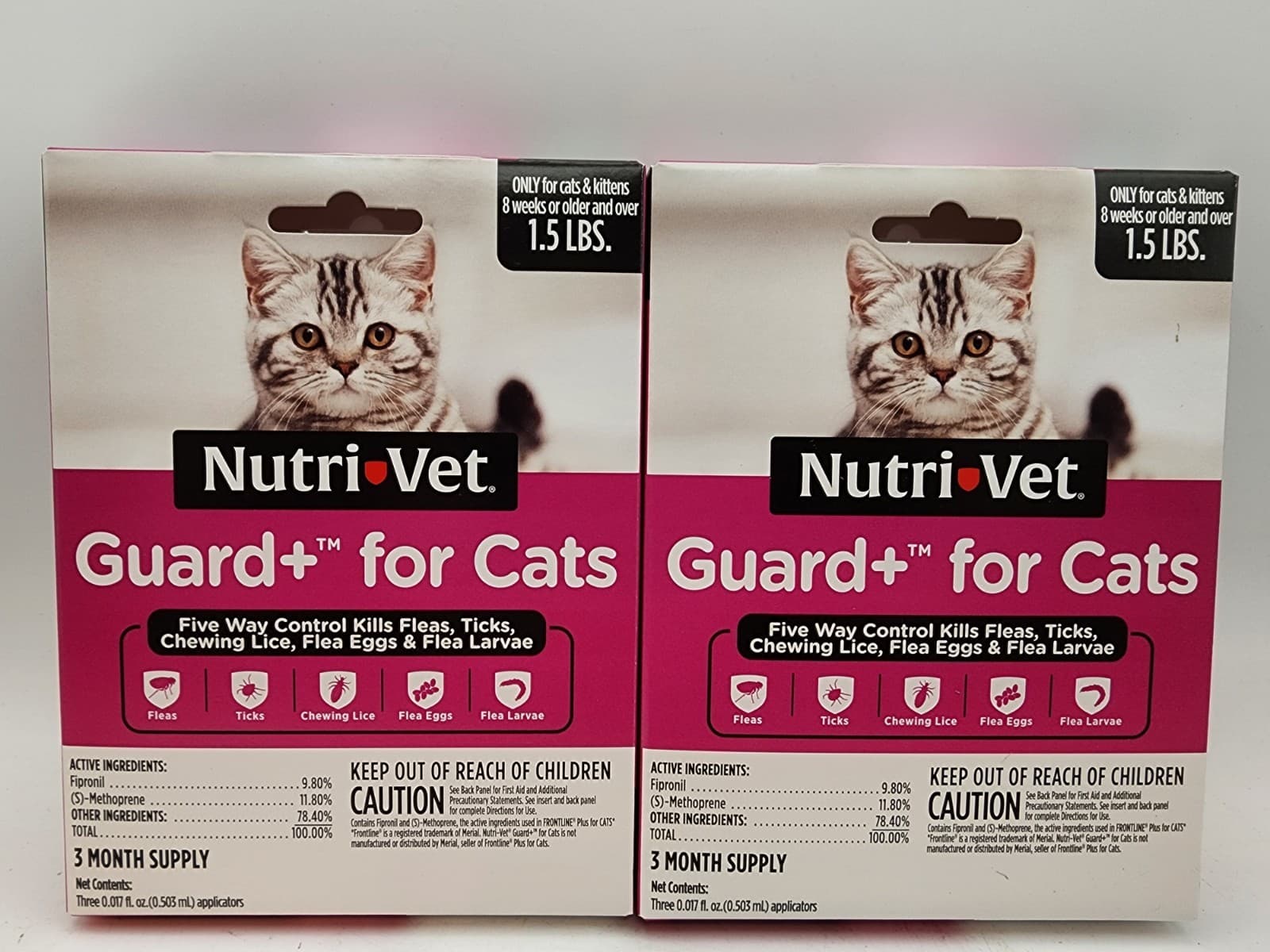 2 Count Nutri-Vet Guard Plus For Cats 1.5 Lbs 3 doses ea total 6 months