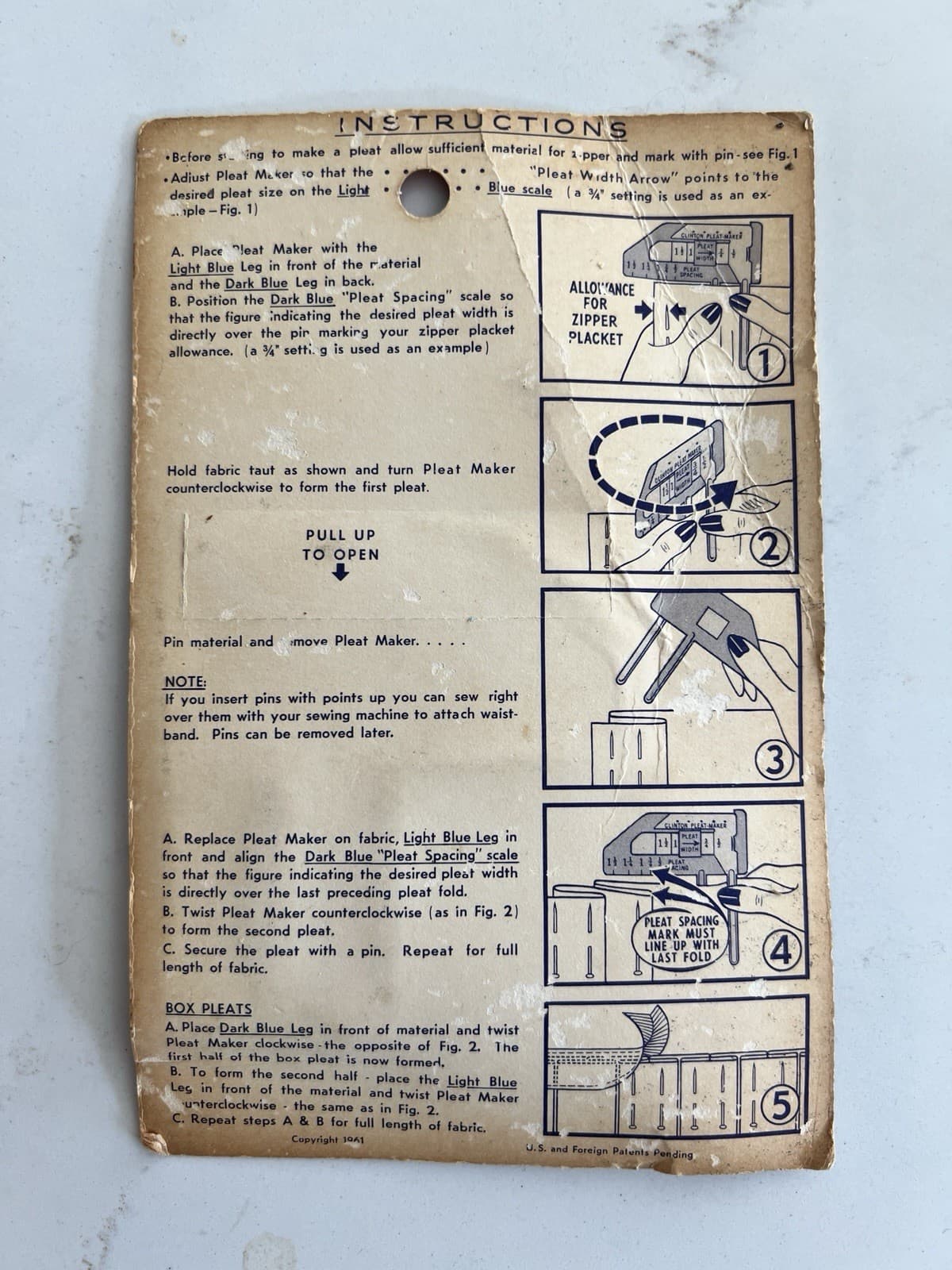 VINTAGE sewing Clinton Pleat Maker Oakville Company Unopened Dresses Skirts 1961 2