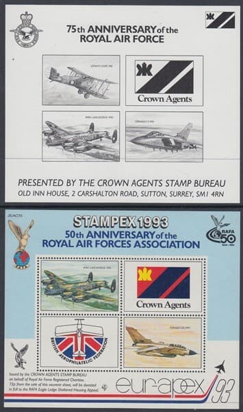 GB 1993 75th ANNIV RAF & 50th ANNIV RAF ASSOC PR CINDERELLA M/S MNH ID291R64580