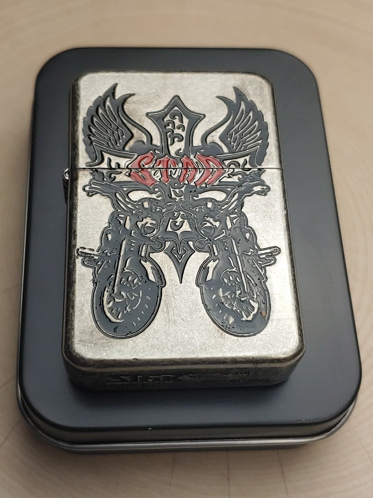 STAR PREMIUM STREET CHROME LIGHTER w/ DUAL MOTORCYCLE Engraved #K019 3