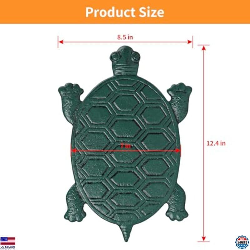 Charming Cast Iron Tortoise Stepping Stone - Green Turtle Garden & Walkway Paver 3