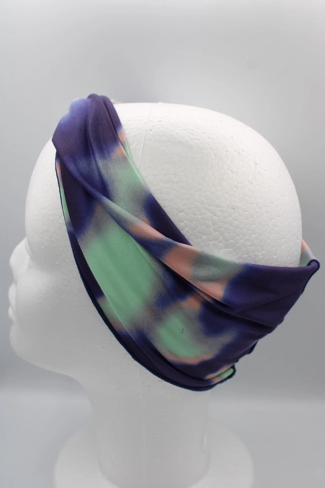 Nike Yoga Headband Women's Wide Twist DK Marine Blue/Mint Foam 5