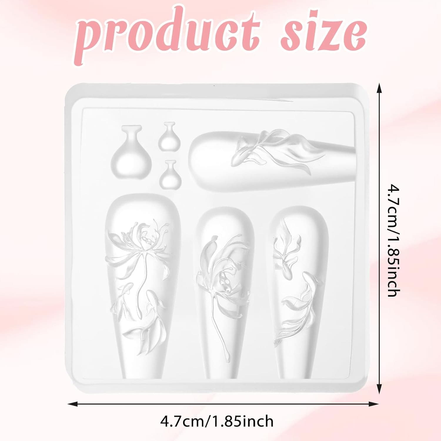 simarro 3D Lotus Flower Nail Art Mold Silicone Carving Template, Transparent  2