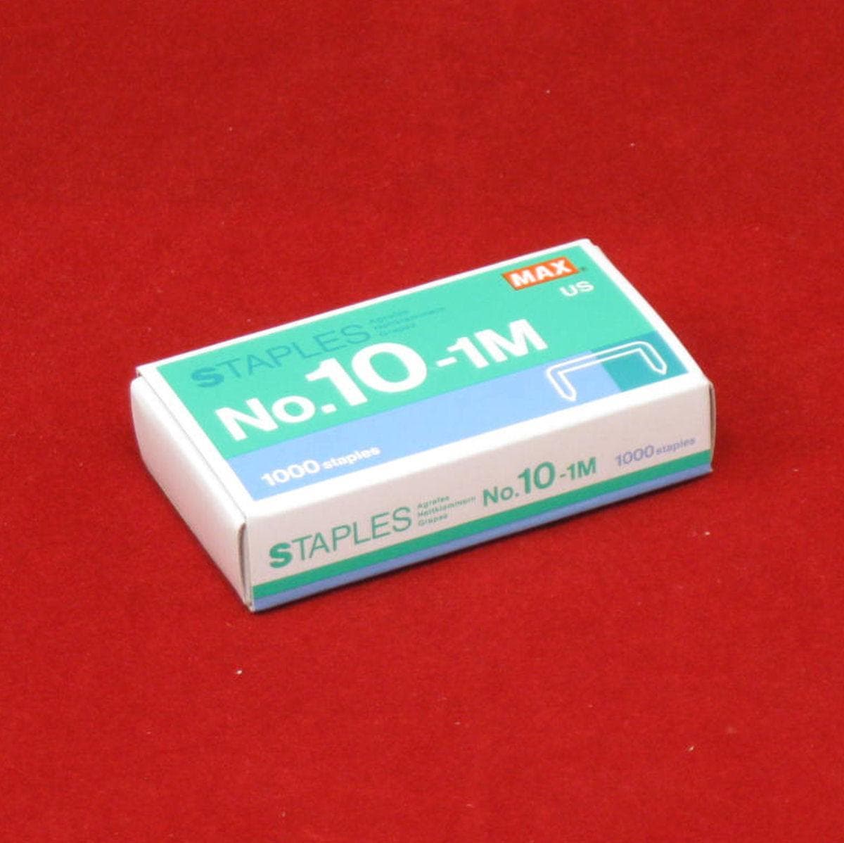 1 - 1000 Count Box of Max No 10-1M Staples for HD-10FL Mini Stapler