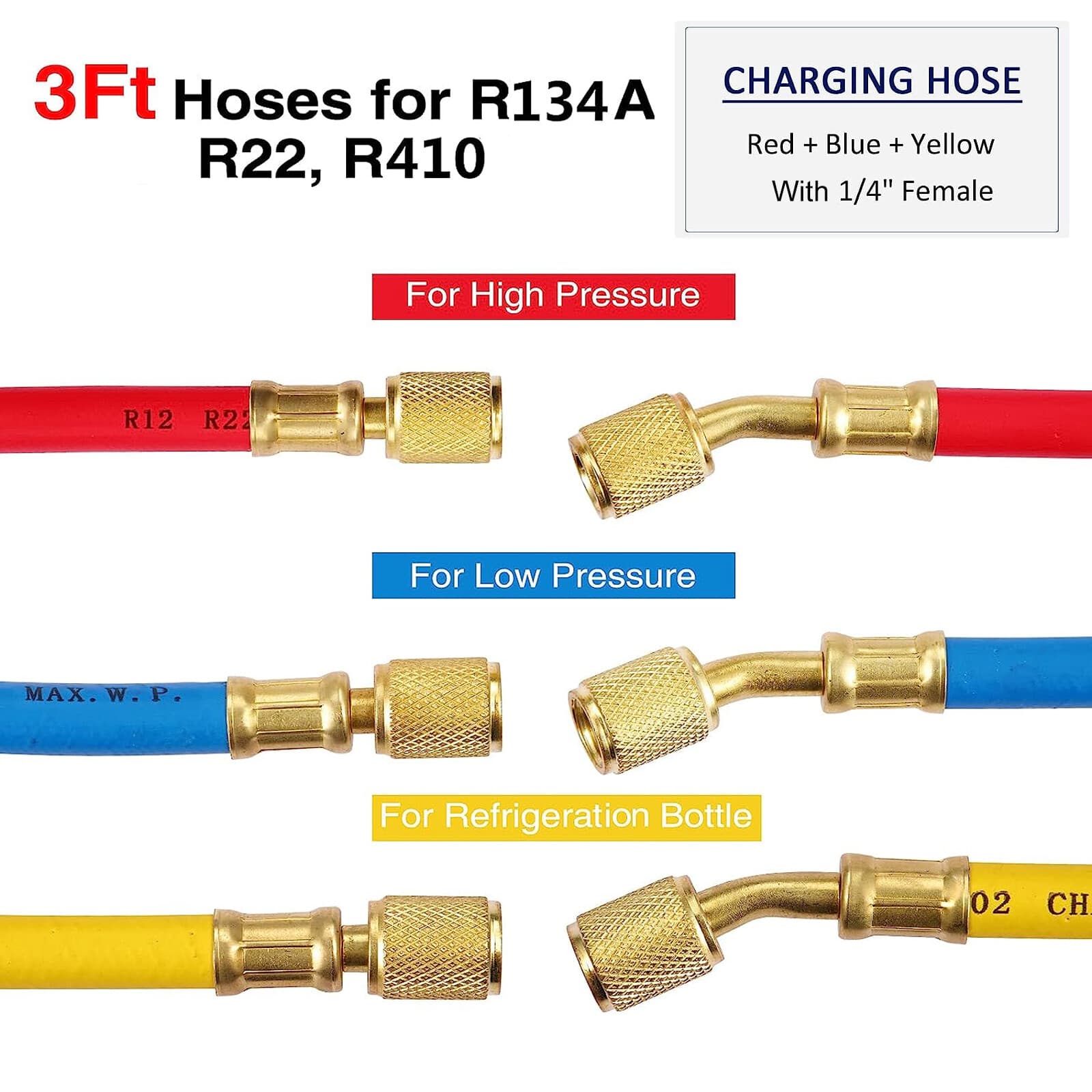 AC Manifold Gauge Set 3-Way for R-134A R-22 R-410A Refrigeration Charging J7F8 6