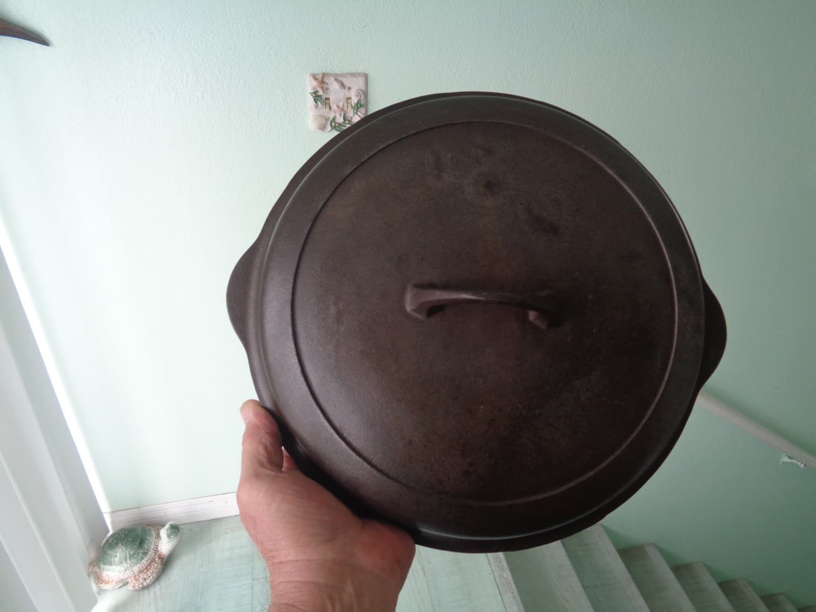 Griswold Cast Iron Skillet No. 10 Large Logo Block Letters & High Dome Lid 1100A 5