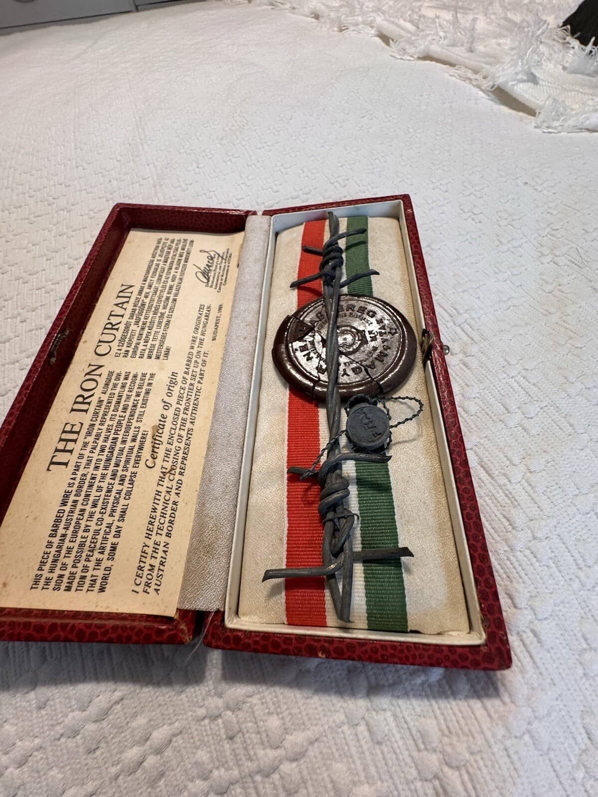 The Iron Curtain: Limited Edition #7024 Authentic Barbed Wire; Hungaro-Austrian 2