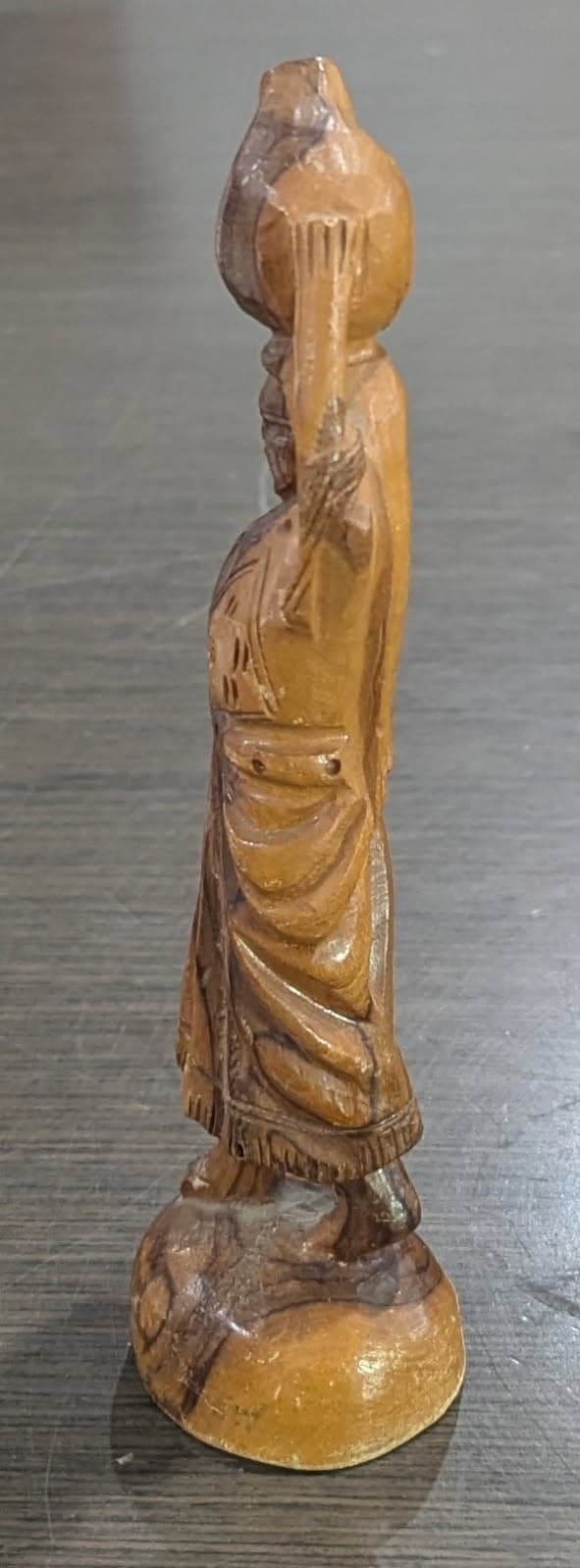 Vintage Olive Wood Hand Carving: Rebeccah at the Well. Made in Israel. 2