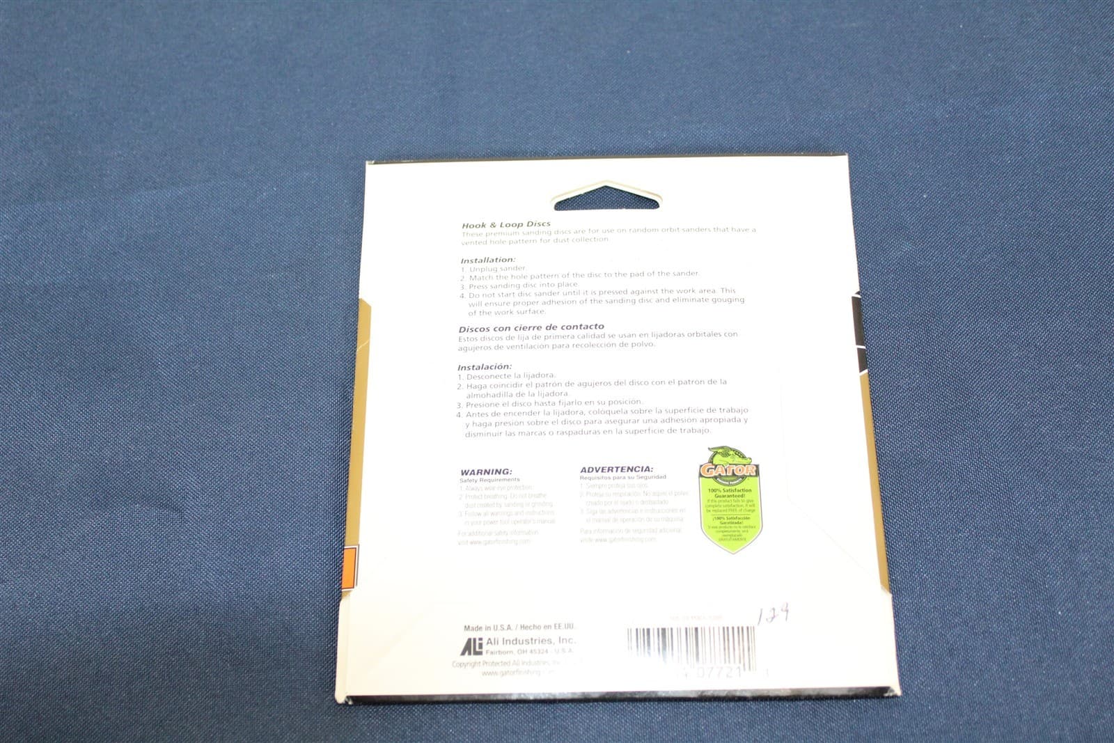 Gator Finishing 7721 120 Grit Zirconium Oxide Hook & Loop Sanding Discs 4PK 5" 5