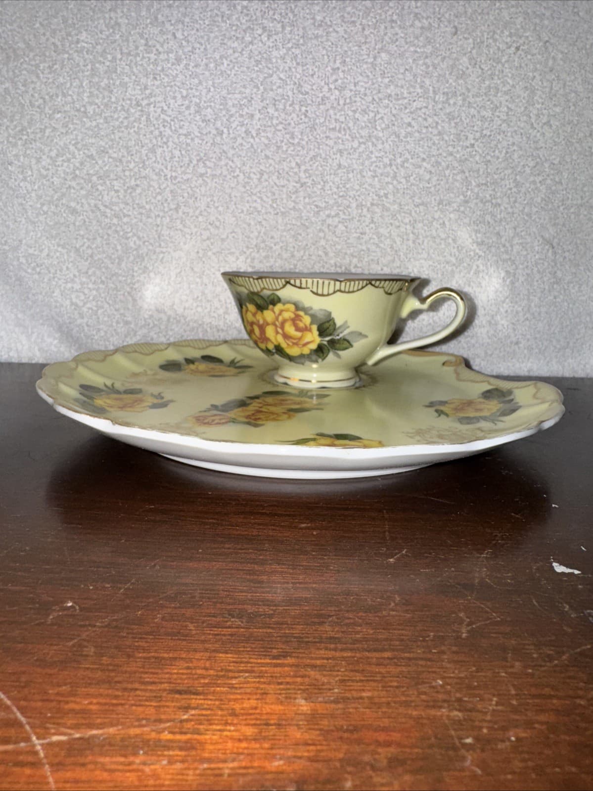 Lefton Vintage Small Snack Tray With Yellow Flowers Porcelain 2