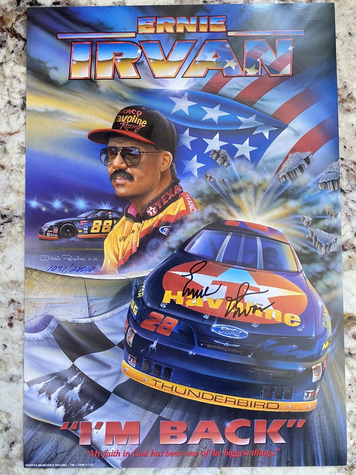 Ernie Irvan AUTOGRAPHED “I’m Back” NASCAR Print By Denis Pereira #28 #88
