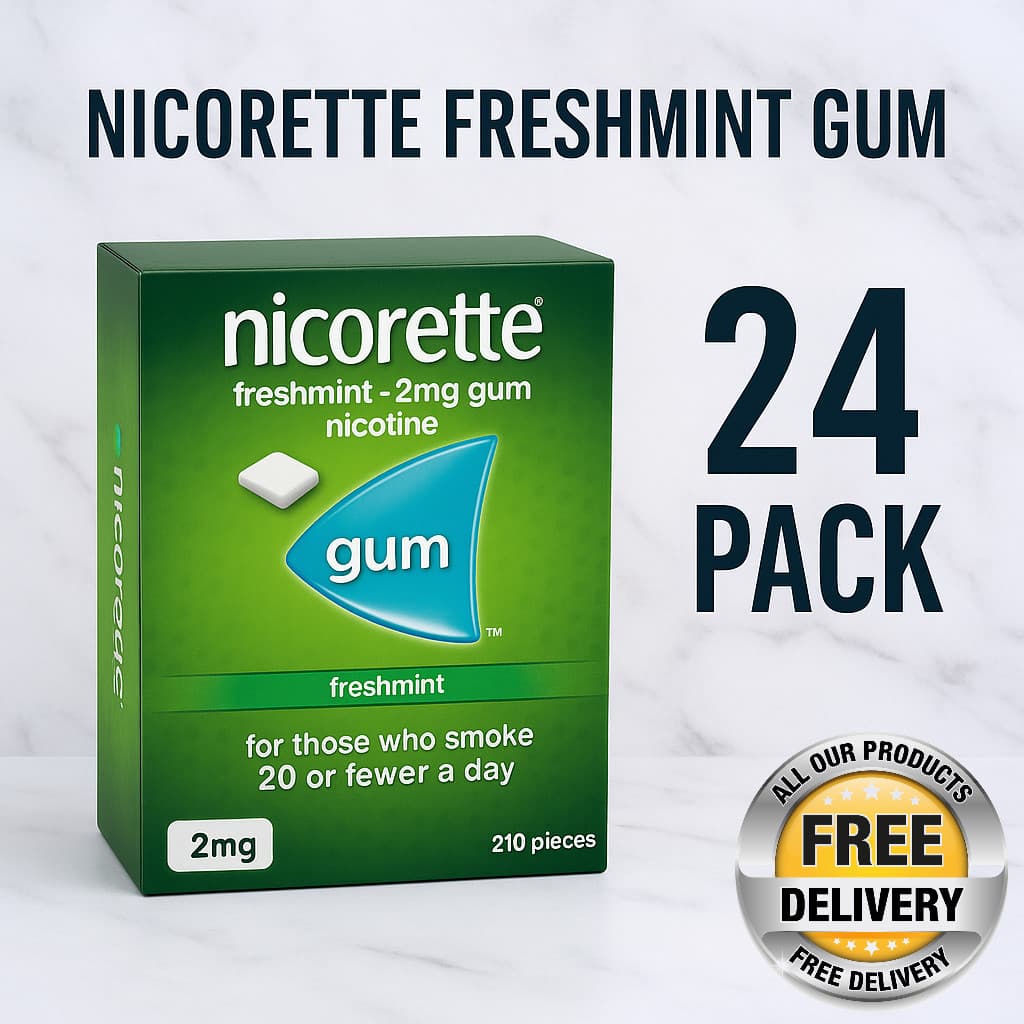 24x Nicorette Gum 2mg FreshMint – 210 Pieces Each Sealed Lot– Fast USA Shipping
