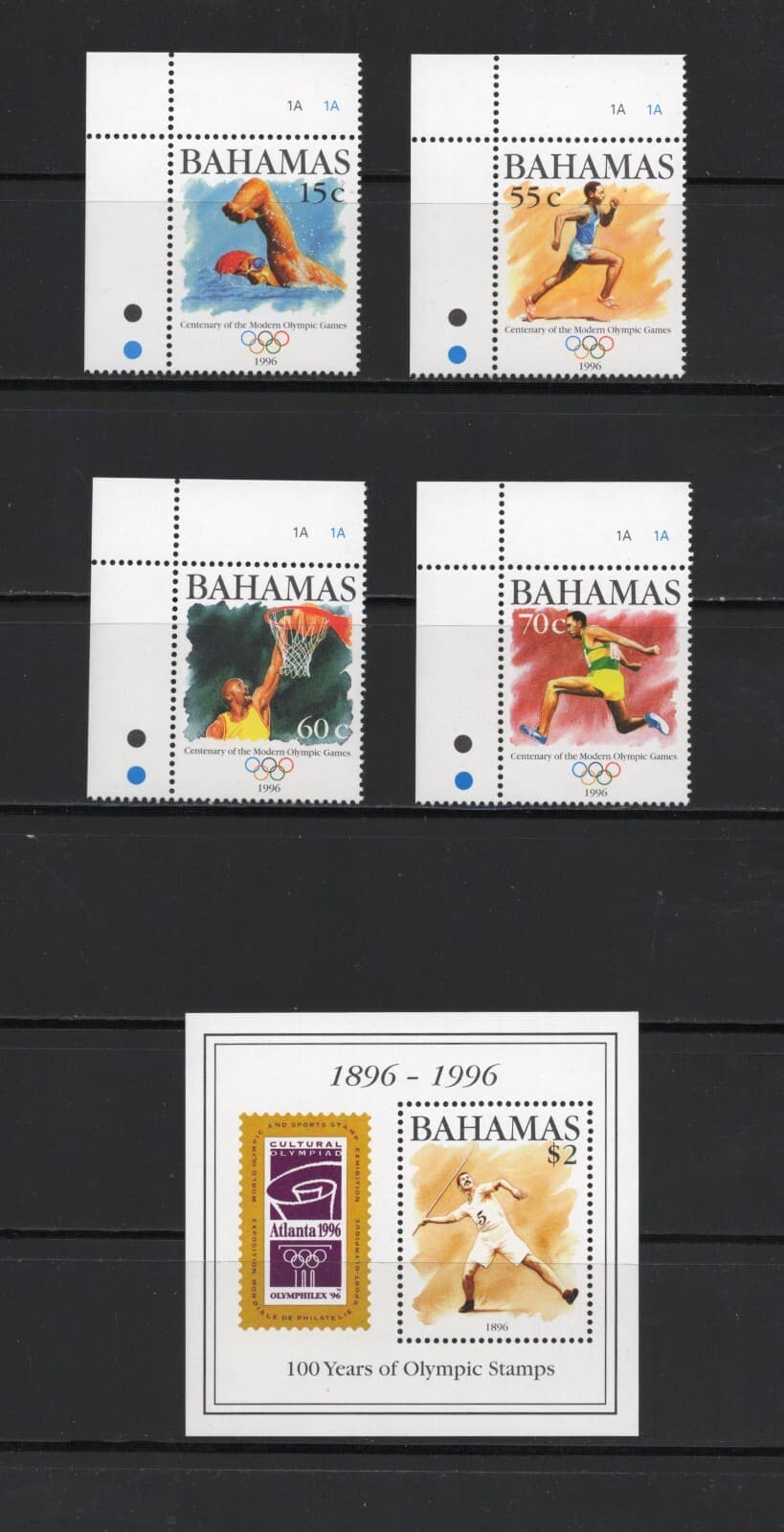 R9489 Bahamas 1996 Olympics set & sheet MNH