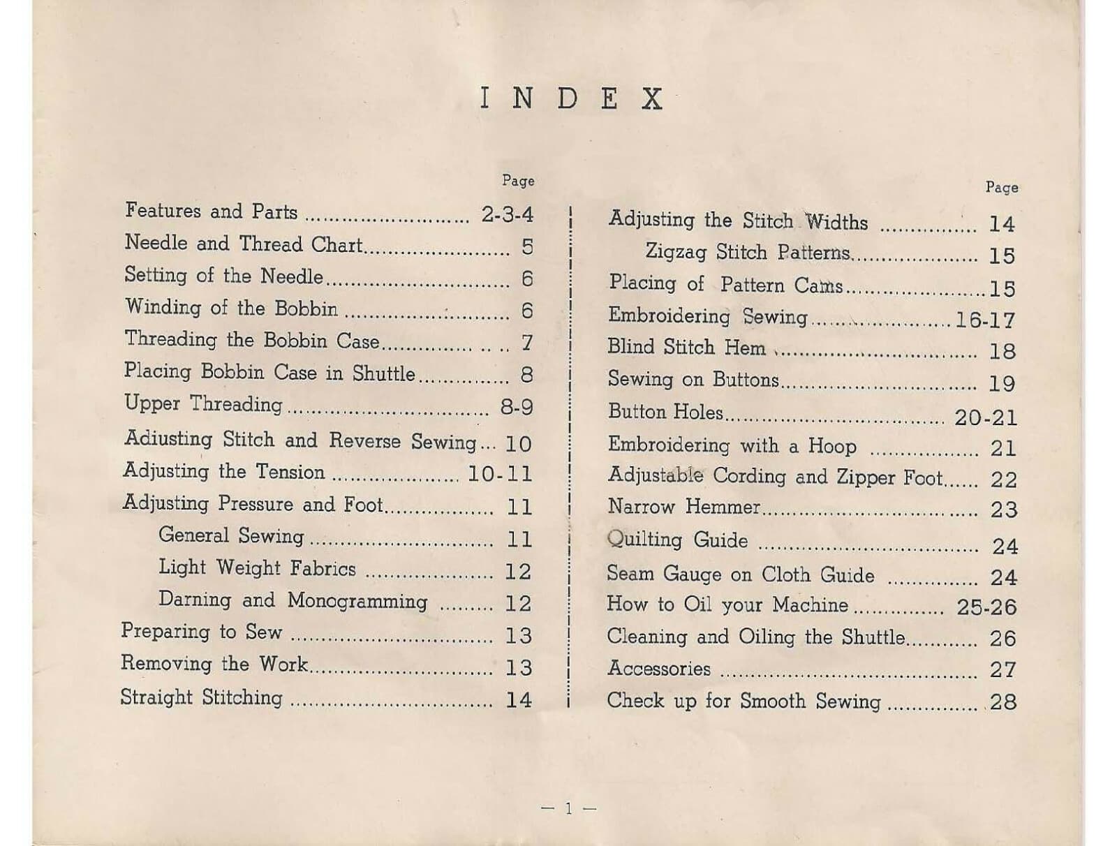 Universal Standard KOZ Sewing Machine Instructions User Guide Manual 2