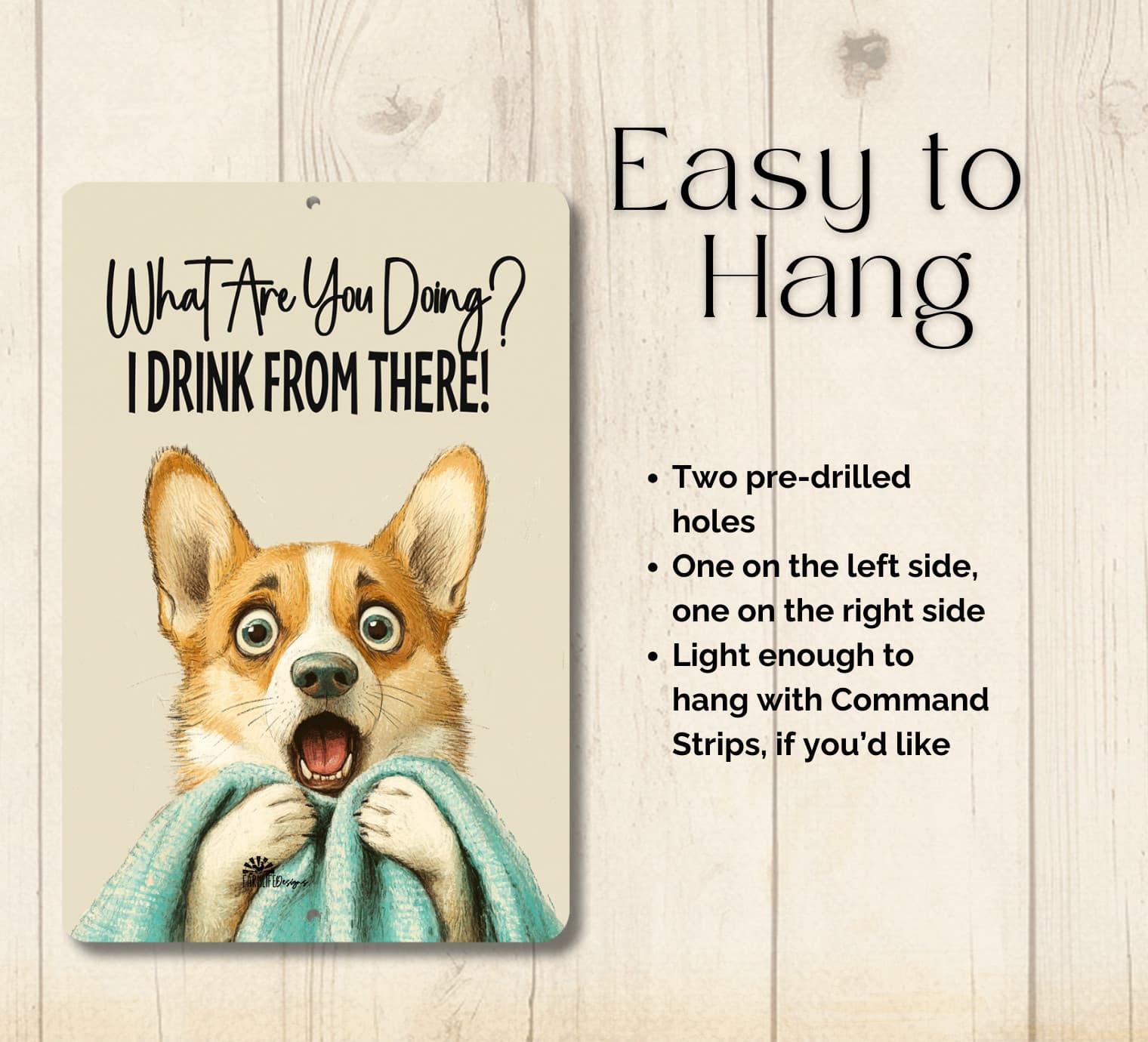Corgi Bathroom Sign toilet drink from there bath dog funny metal tin wall art 2