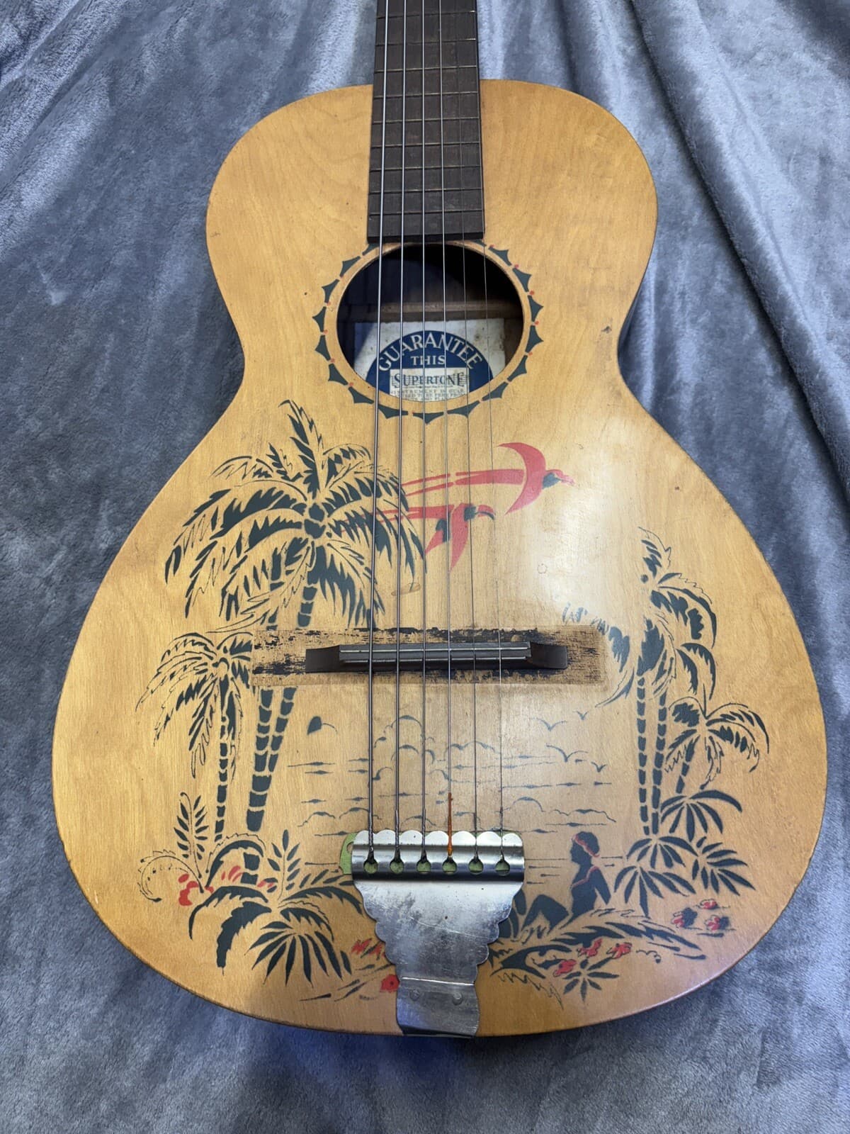 Circa 1900-1930s Supertone Harmony Stencil Guitar Pre-War Good Condition 3