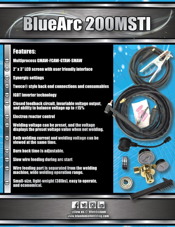 Welding Multi-Process DC Inverter 200MSTI Blue Demon 5