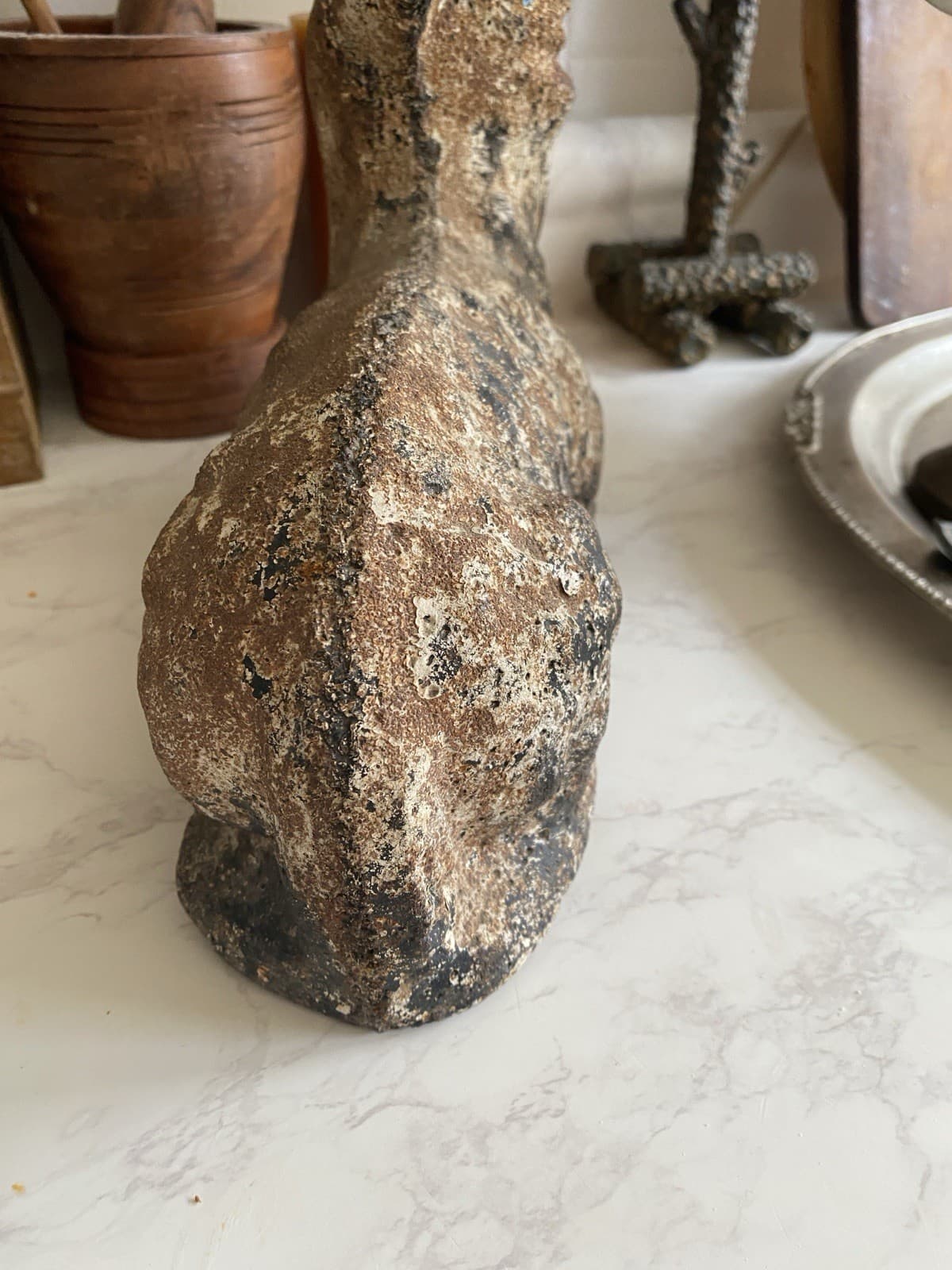 Vintage Cement Garden Lamb Sheep Great Patina Perfect Sculpture See Description 5