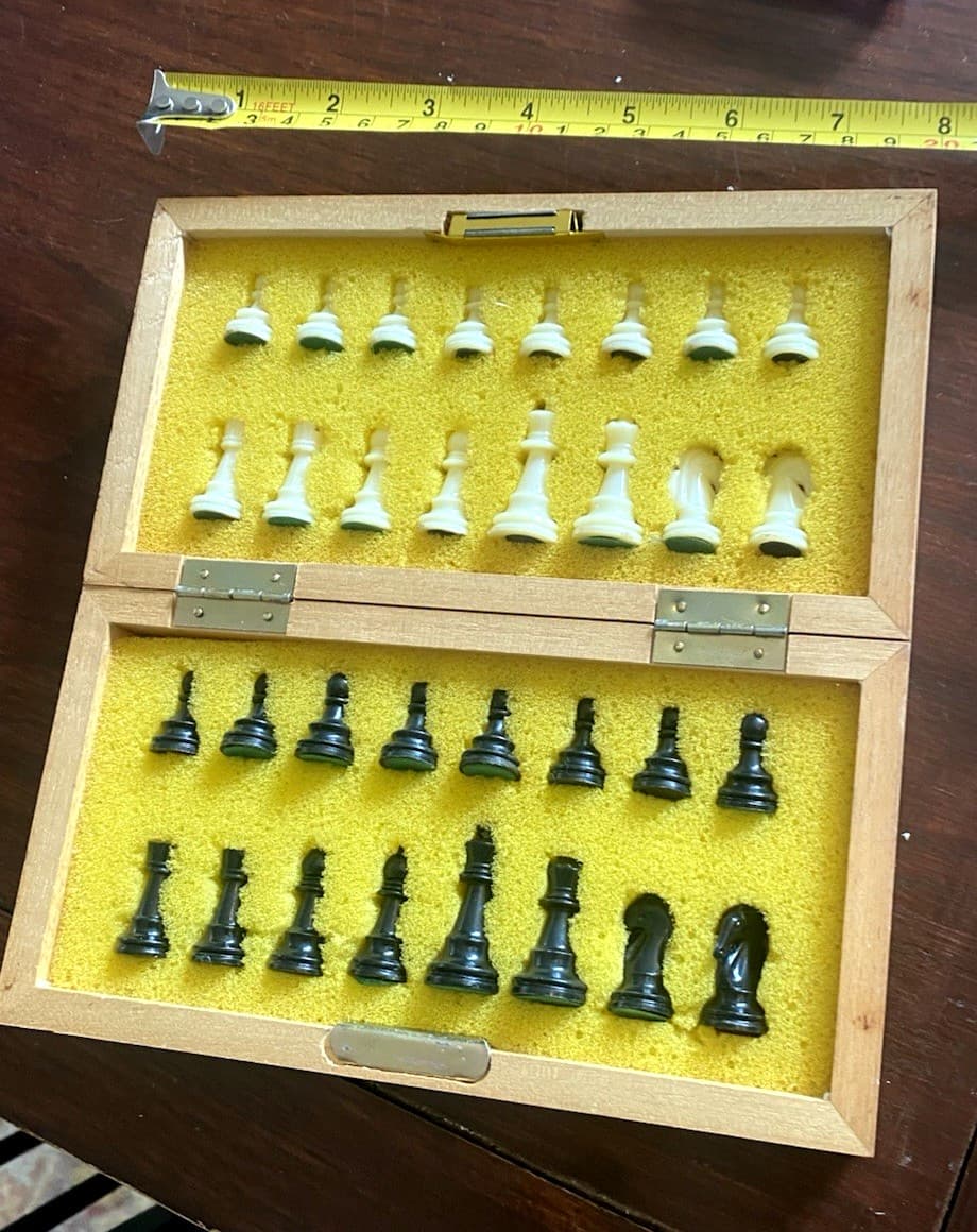 Vintage Folding Chess Set Portable Travel Wood Case Magnetic 8"x8" Complete 2