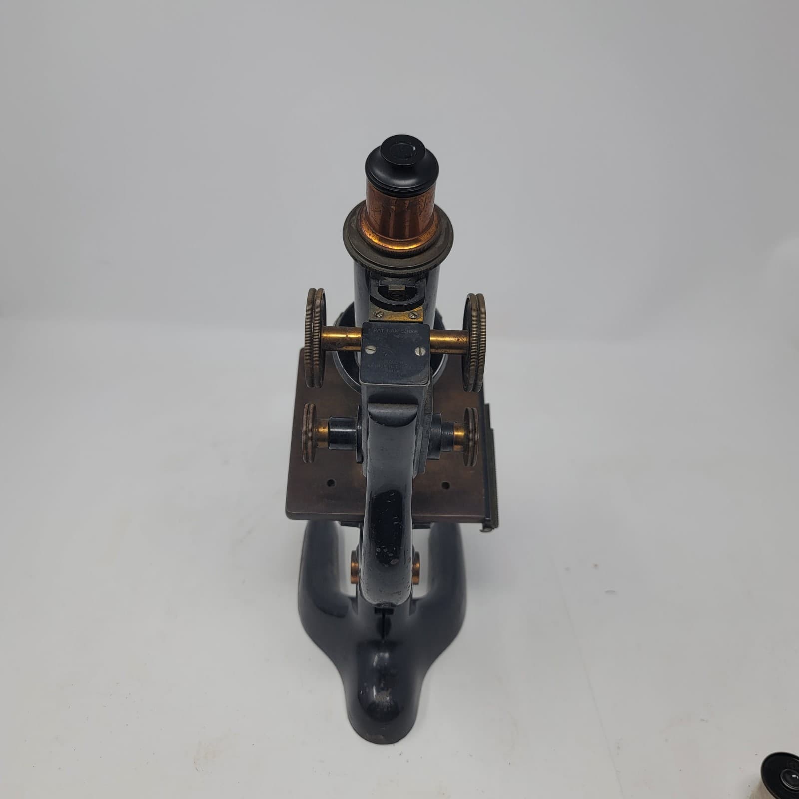 Antique Vtg Bausch & Lomb Brass Microscope #184038 1915 Patent Date Scientific 5