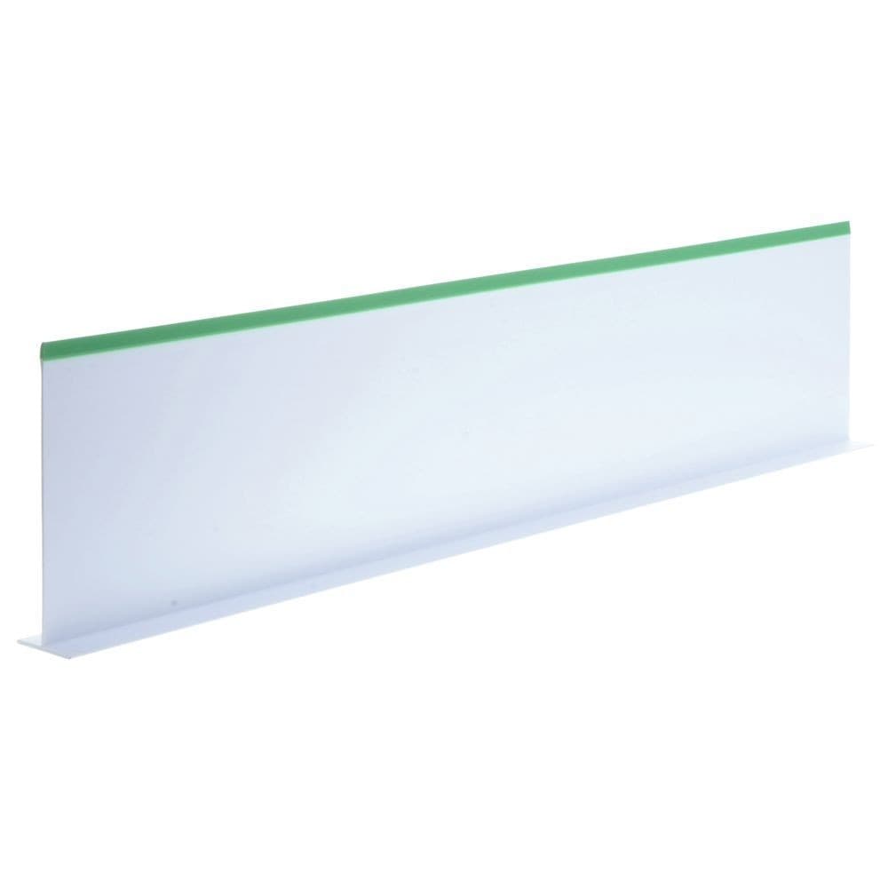 Produce Divider White with Green Trim Plastic Shelf Divider - 30"L x 7"H 2